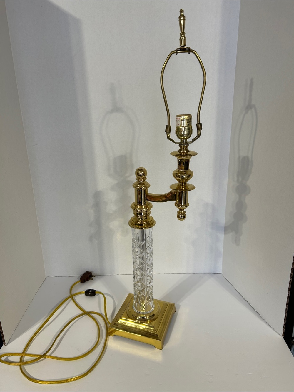 Waterford Crystal Gold and Clear Column Table Lamp